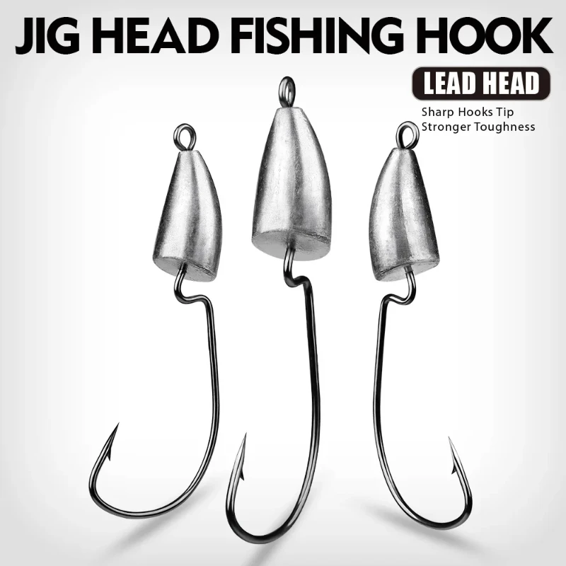 5 uds cabeza de plomo anzuelo de pesca Mini cabezales de anzuelo anzuelos de púas para gusano suave señuelo de gambas lubina perca - imagen 5
