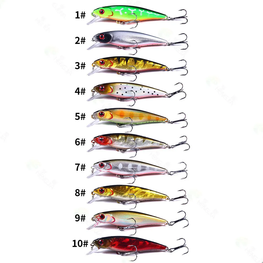10 Uds. Señuelo de pesca duro Minnow Wobblers cebo de manivela cebo de lubina Artificial Lucio carpa señuelos de pesca - imagen 4