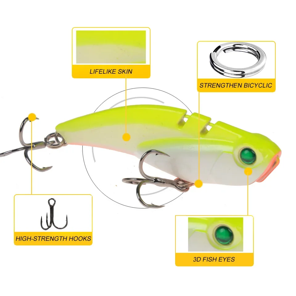 Señuelo de pesca VIB duro para buceo, 70mm, 20g, Wobbler Ice, Wobbler, Invierno - imagen 3