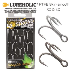 LUREHOLIC 3X 4X anzuelos triples súper fuertes recubiertos súper deslizantes y recubiertos ultraoxidantes para pesca con señuelo pesca en agua dulce pesca en el mar