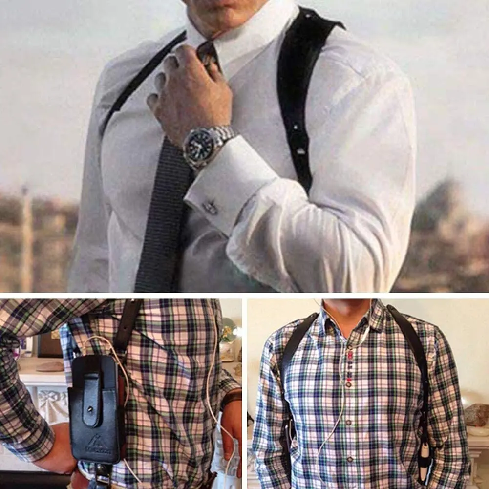 Cartera portátil de cuero/nylon para axilas, funda oculta antirrobo para teléfono, agente secreto para hombres, cartera de doble hombro - imagen 5