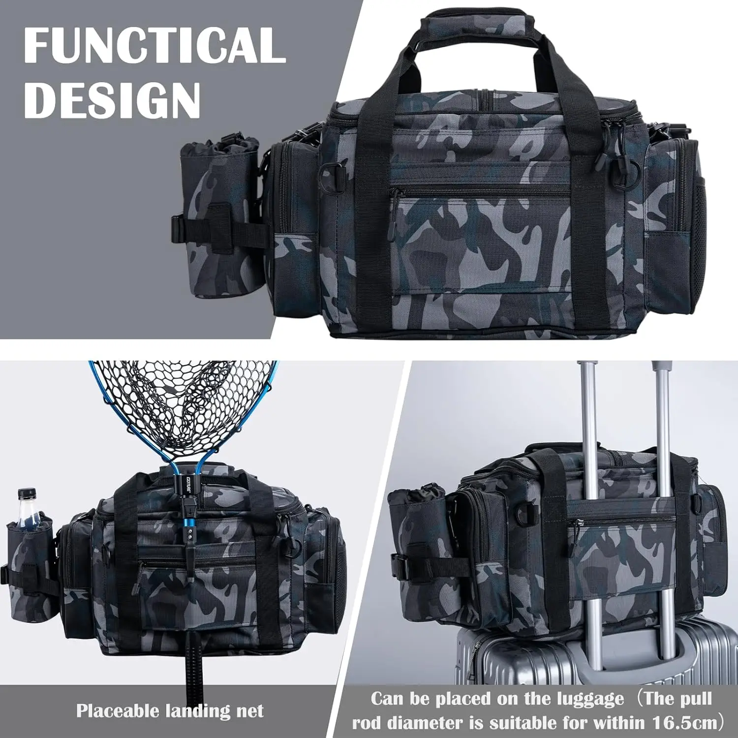 Goture Bolsa de aparejos 600D – Impermeable con correas de caña - imagen 3