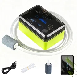 Bomba de aire de oxígeno portátil, compresor de acuario con pantalla táctil, generador de oxígeno para pecera, fabricante de burbujas de acuario recargable para pesca