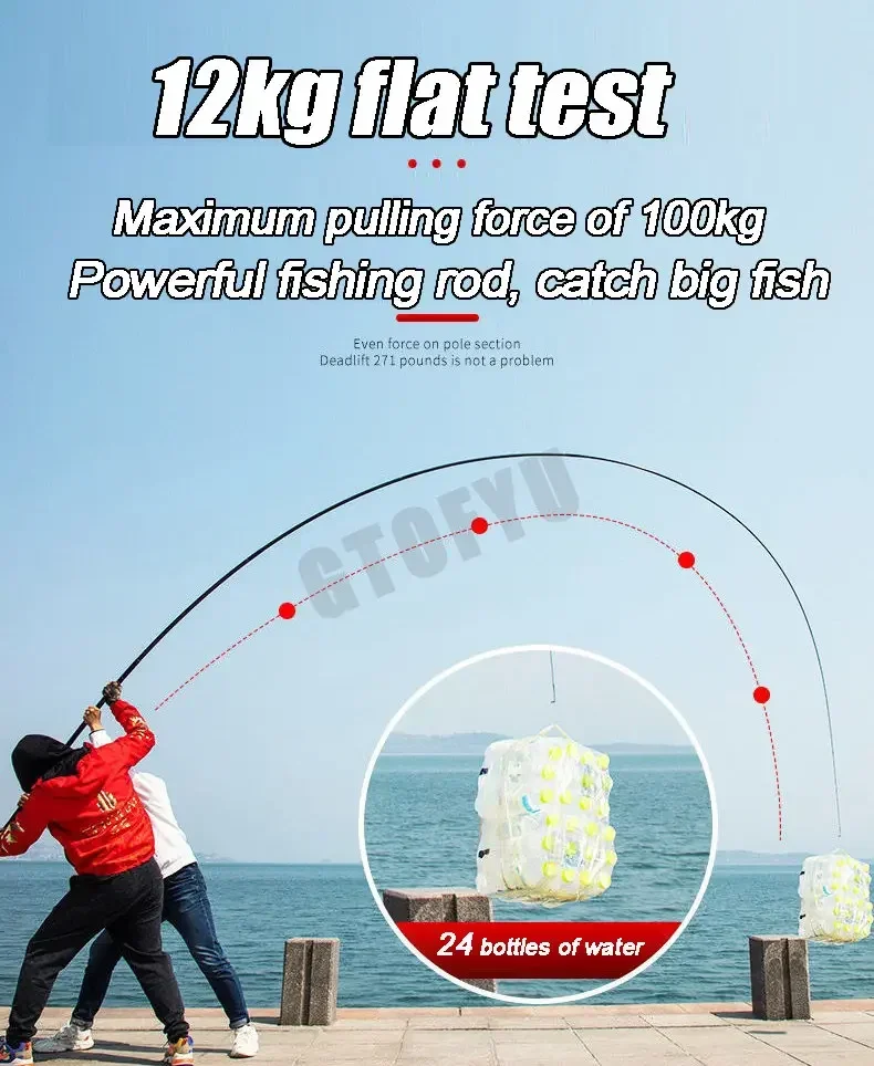 Caña de pescar telescópica de carbono de alta calidad, caña superdura ultraligera de sección larga, 8M, 9M, 10M, 11M, 12M y 13M, novedad de 2022 - imagen 4