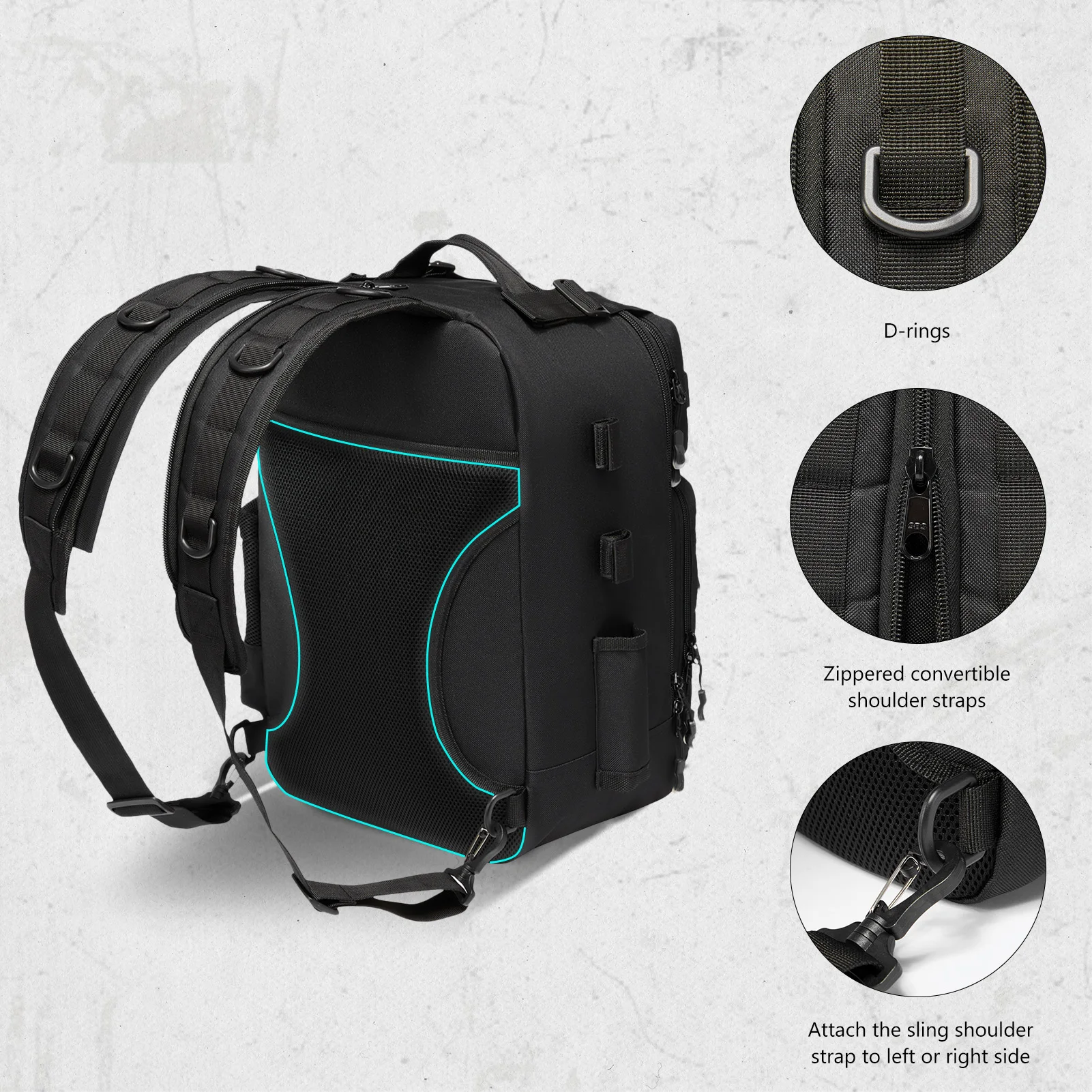 Mochila de pesca convertible BASSDASH FP07 – Impermeable soporte caña - imagen 5