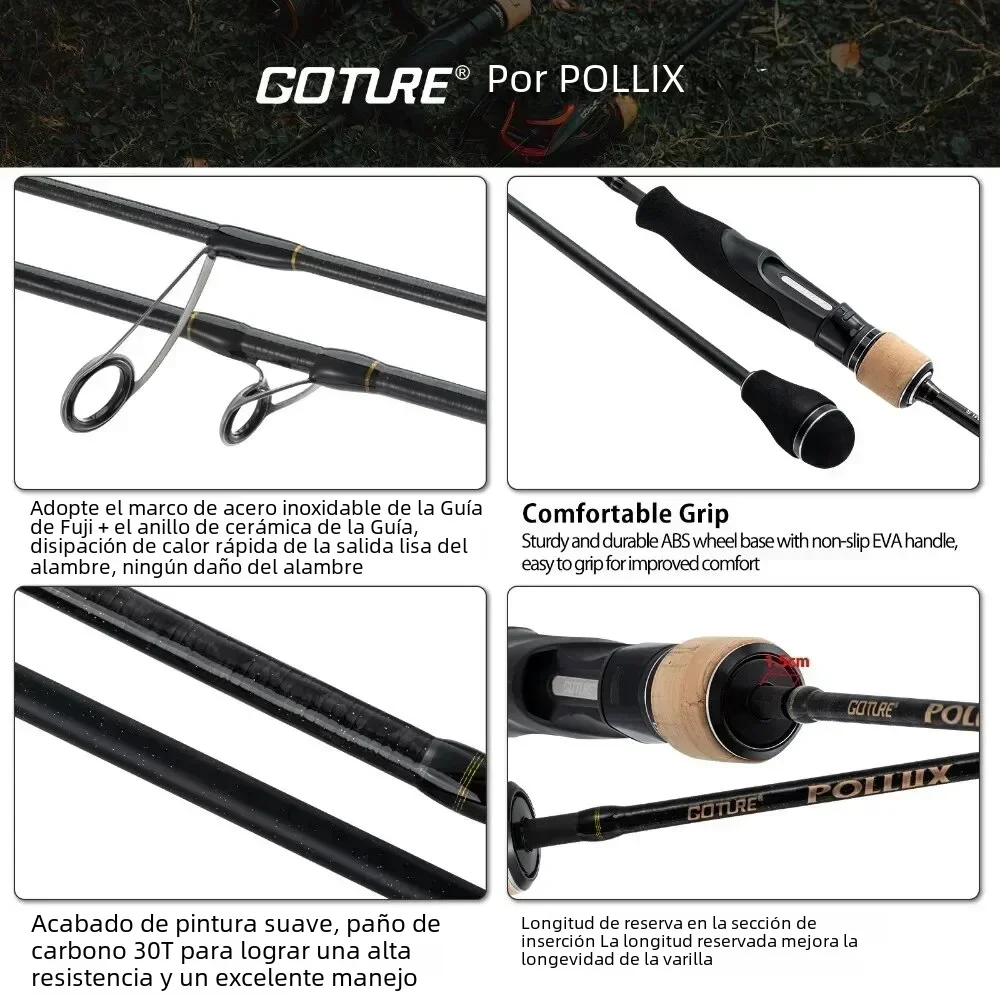 Goture POLLUX-caña de pescar de 1,83 M/1,98 M, caña de pescar lenta de 1,5 secciones, giratoria/Baitcasting 30T, anillo Fuji, para barco de pesca en mar ML/M/MH - imagen 4