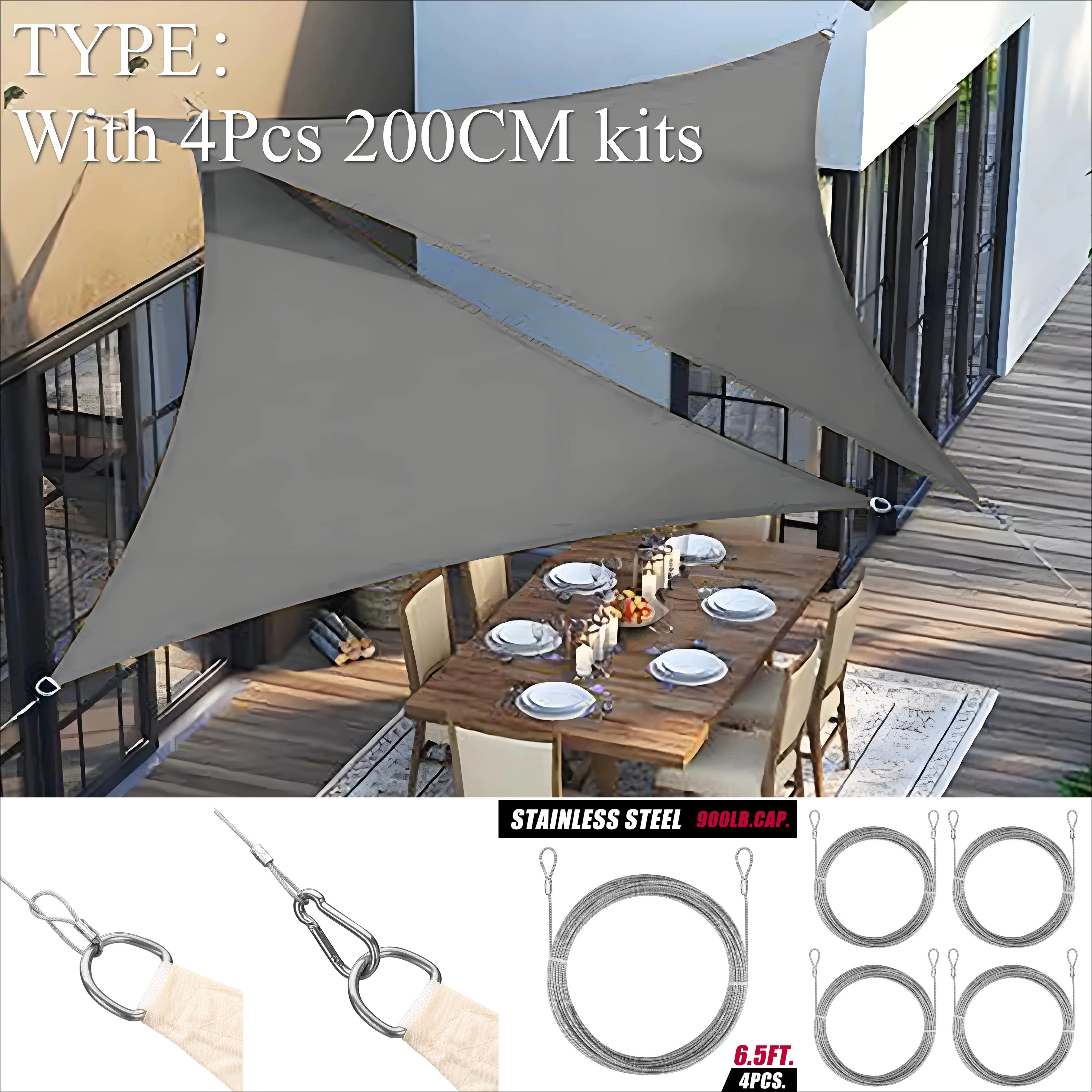 Triangle Sun Shade Sail Waterproof Garden Sail Canopy 98% UV Block Outdoor Patio Party Awning with Install Accessories and Ropes - imagen 5