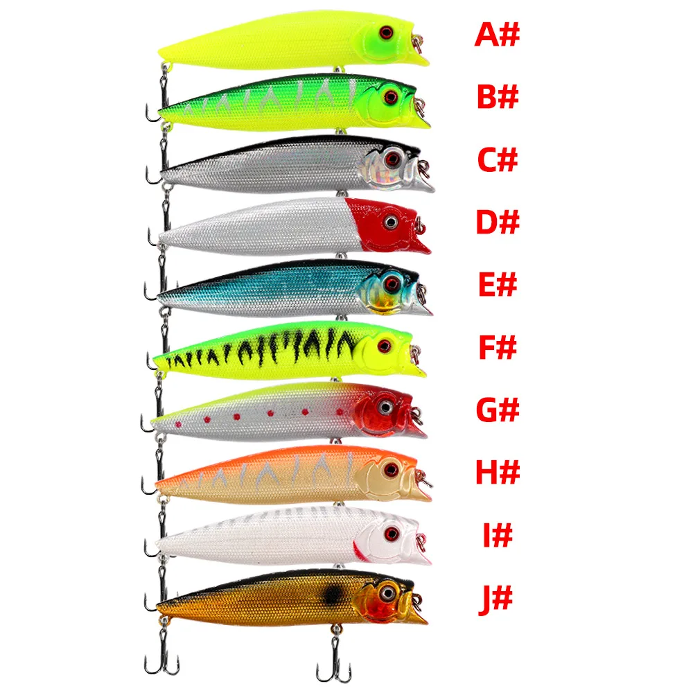Señuelo de pesca 9,5 cm/12g cebo duro Popper señuelo con anzuelo triple ojos 3D realistas Swimbait cebo de pesca Popper - imagen 3
