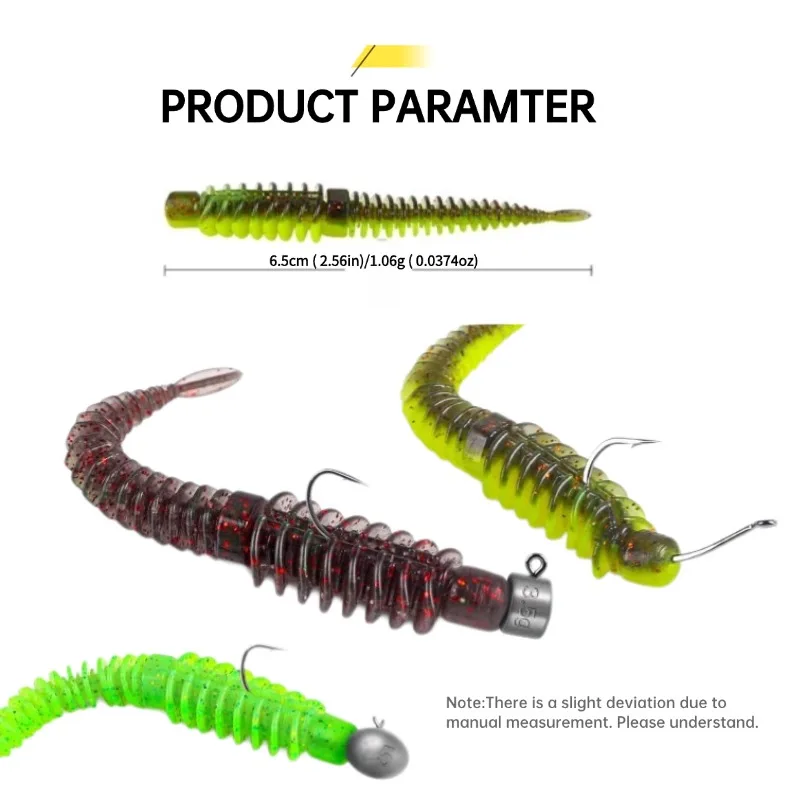 SENSEYE-cebo flotante suave para peces, gusanos TPE de 65mm para Pesca de Lucio, cola de sauce, aparejos de Pesca artificiales - imagen 5