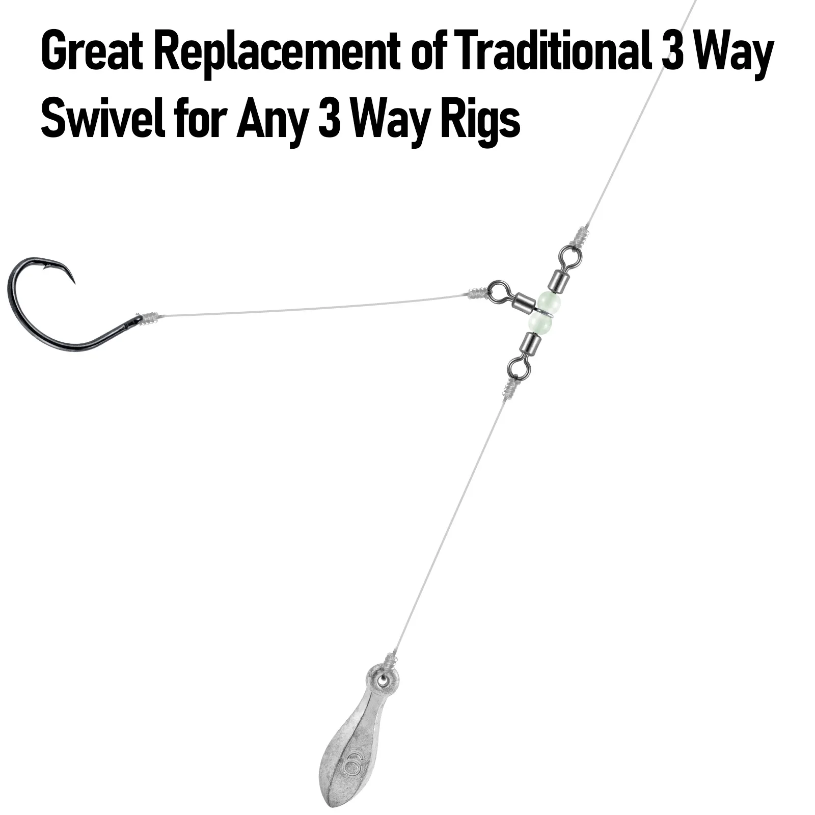 10/20 piezas giratorios de pesca de 3 vías con cuentas brillantes barril de pesca de acero inoxidable conector de sedal de pesca en forma de T aparejo de bagre - imagen 5