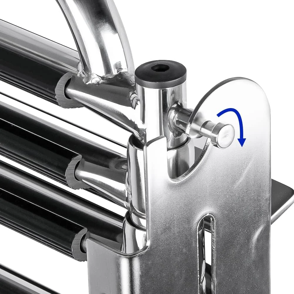 Escalera telescópica para barco de 4 escalones con mango y cerradura de resorte tipo prensa para lanzamiento de natación, accesorio portátil para barco - imagen 5