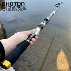 Cañas de pescar de mar con potencia giratoria, caña de fundición para Surfcasting, señuelo de alta calidad, peso de 5-50g, 2,1 M-3,6 M, viaje telescópico