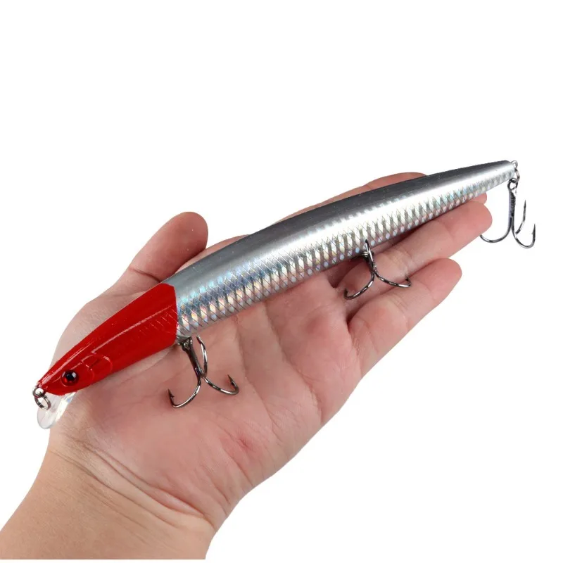 Señuelo de Pesca de Mar Big Long Fish Minnow, ojos 3D, anzuelos fuertes señuelos para pesca en el mar, superventas, 18cm, 24g, 1 pieza - imagen 4