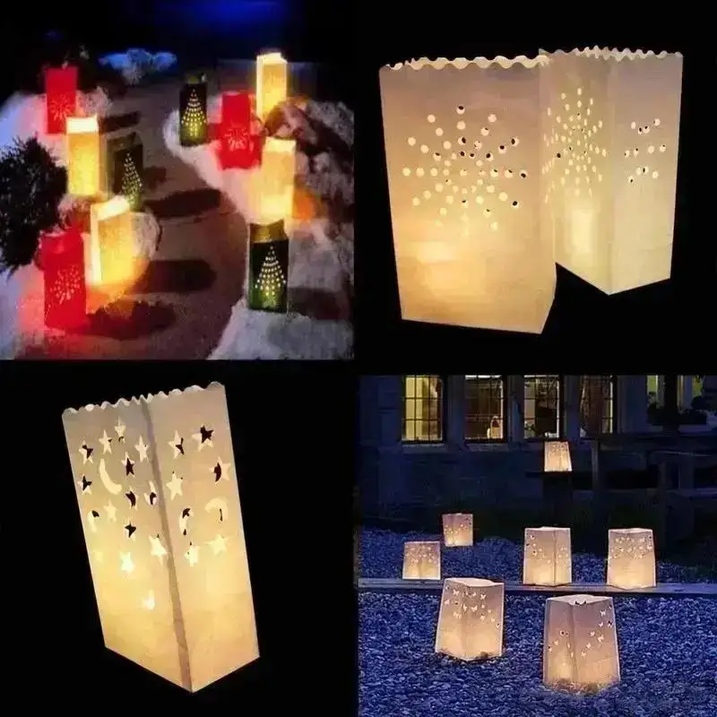 Nieuwe 10 Stuks Romantische Lantaarn Papieren Zak Buitenverlichting Kaarsen Voor Bruiloft Decoraties Verrassing Evenement Pary BBQ Levert Hart - imagen 3