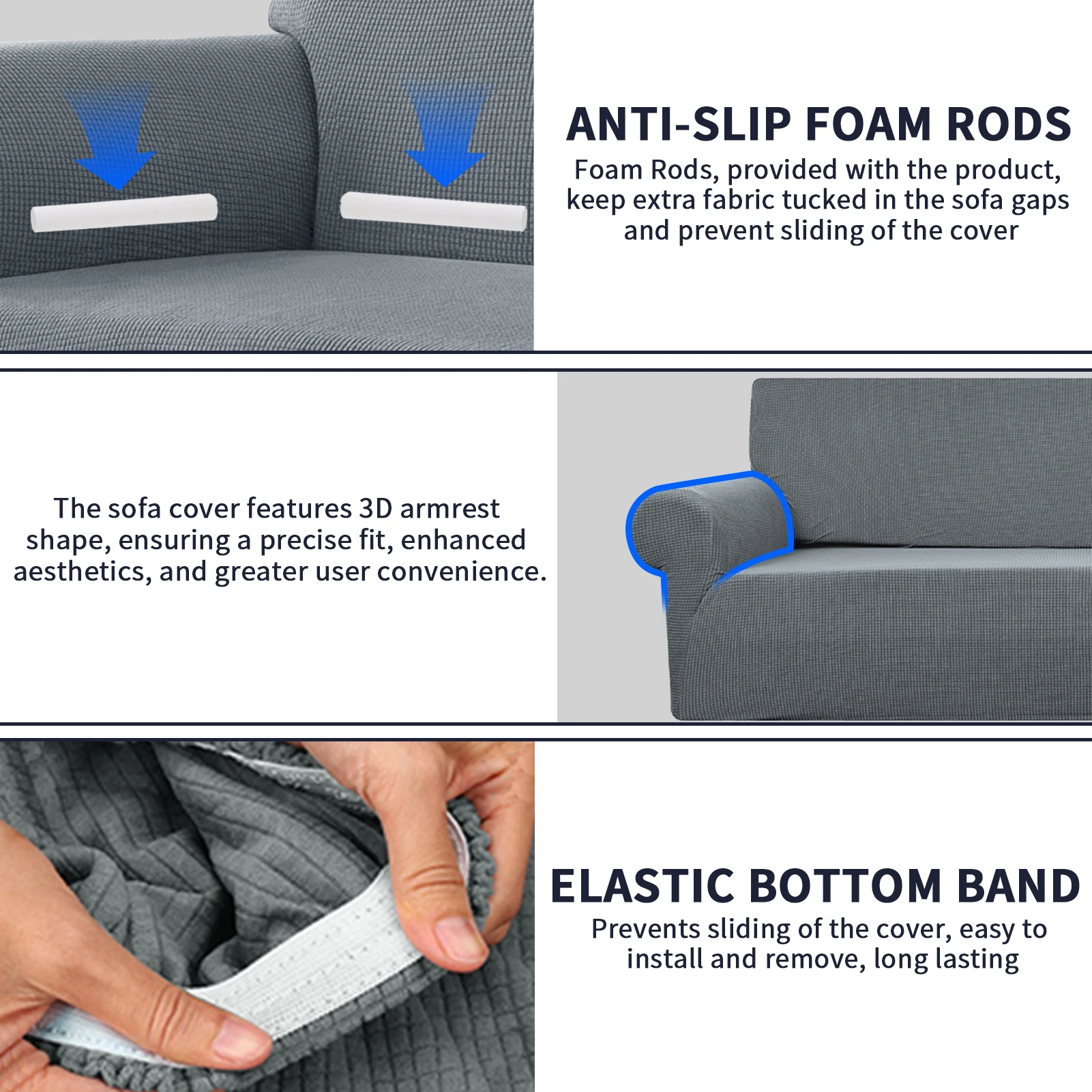 Fundas de sofá elásticas de 1/2/3/4 plazas, fundas de sofá de Jacquard, fundas de sofá lavables, Protector de muebles para niños y mascotas - imagen 5