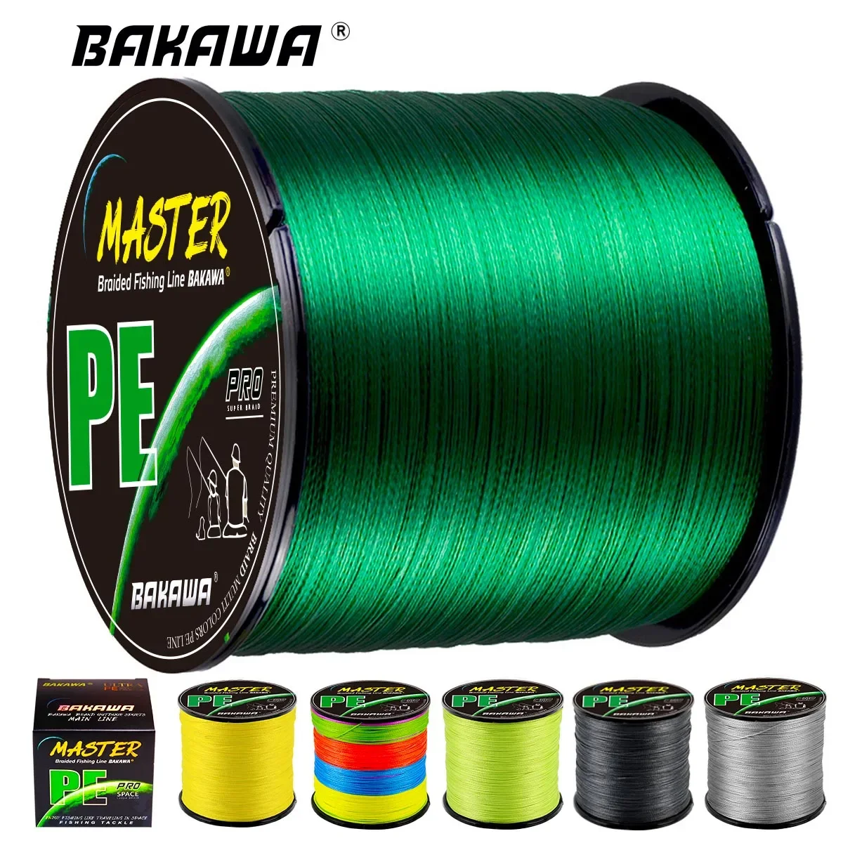 Línea trenzada BAKAWA X4 300m/500M/1000M/1000M todo para sedal MaxDrag 85LB línea multifilamento PE para pesca en agua salada - imagen 2