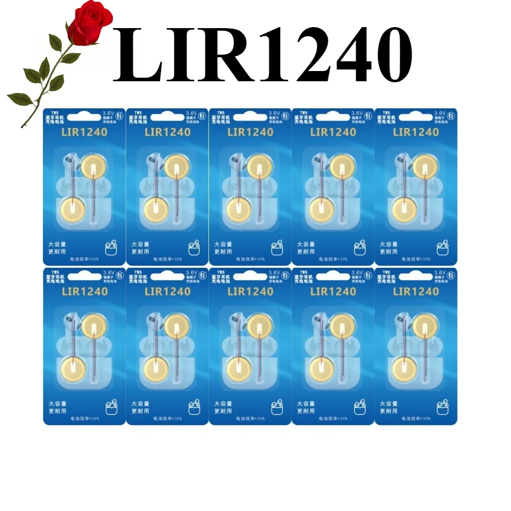 Batería litio 3.6V LIR1240 recargable con cables para pesca