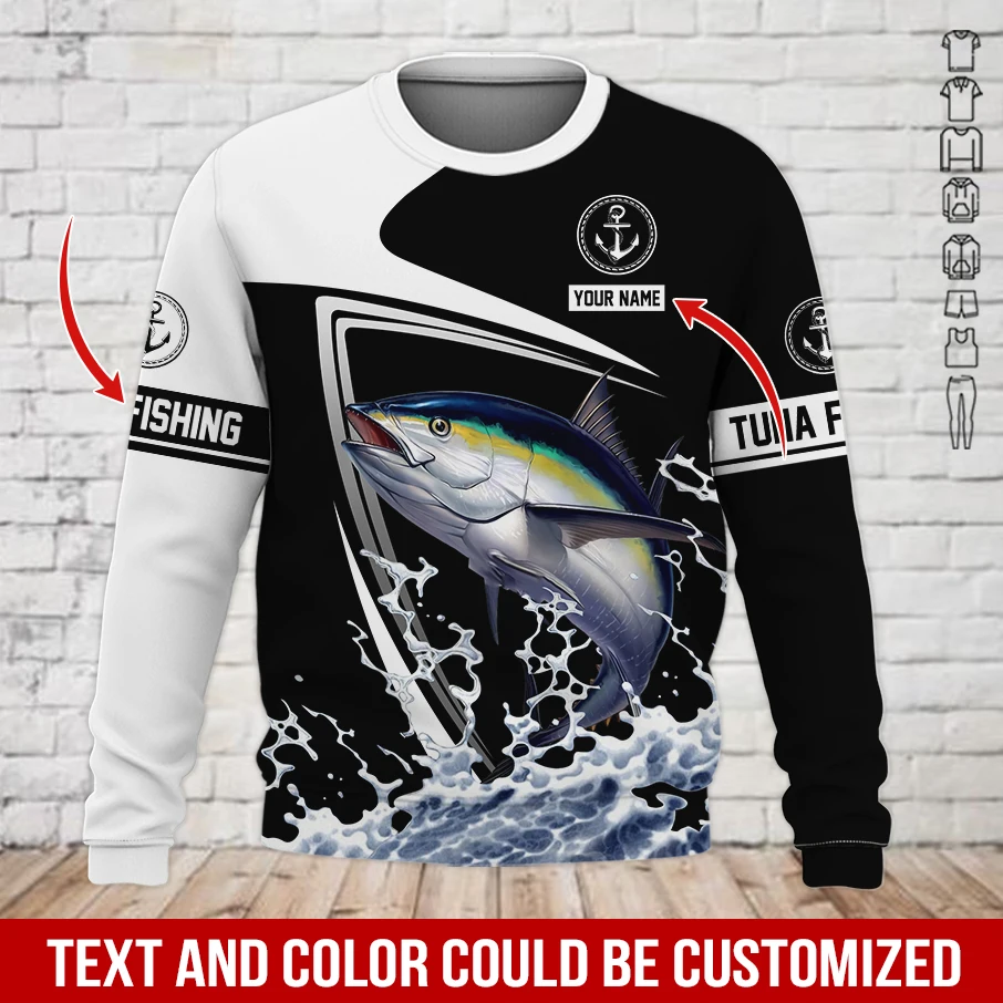 PLstar Cosmos nombre personalizado pesca atún 3D impreso moda hombres Sudadera con capucha Unisex Casual otoño cremallera Sudadera con capucha KJ998 - imagen 2