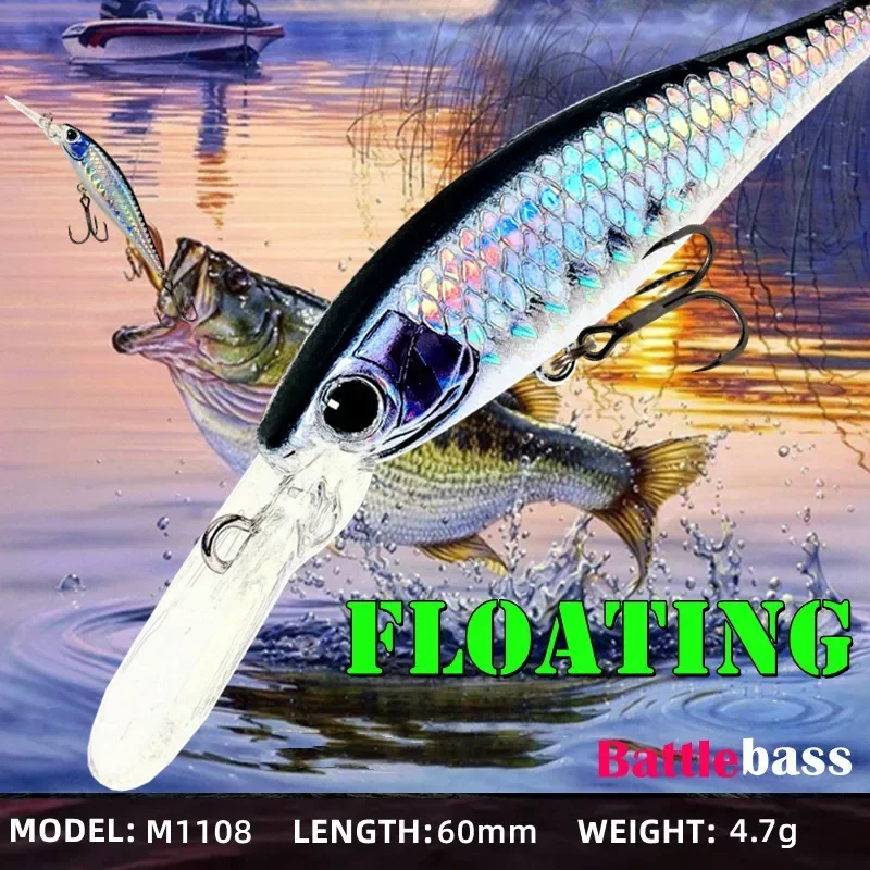 Señuelo de pesca de 6cm y 4,7g, cebo duro Artificial para pececillos, Wobbler, buceo profundo, Jerkbait, Swimbait - imagen 3