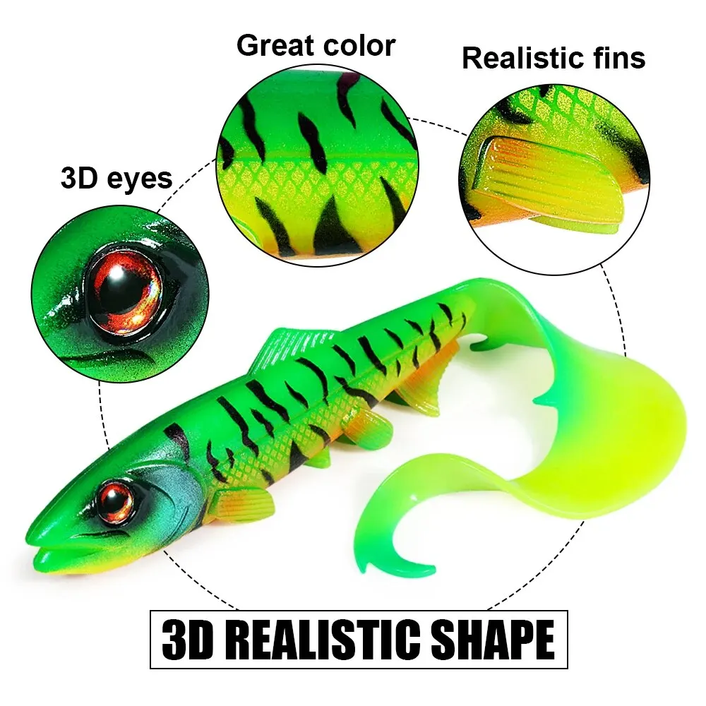 Spinpoler Firebomb Swimbait con anzuelo de aparejo Stinger, Kit de pesca de cola larga, señuelo suave, peso de plomo para Lucio, juego grande, peces falsos - imagen 2