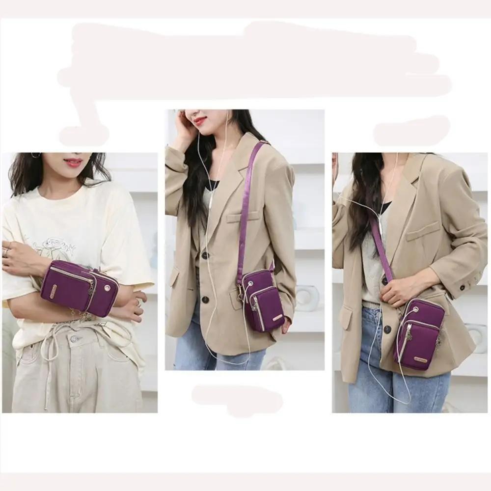 Mini bolso Oxford portátil para teléfono, bandolera de viaje impermeable multicapa, bolso con cremallera, bolsas para brazo deportivo - imagen 5