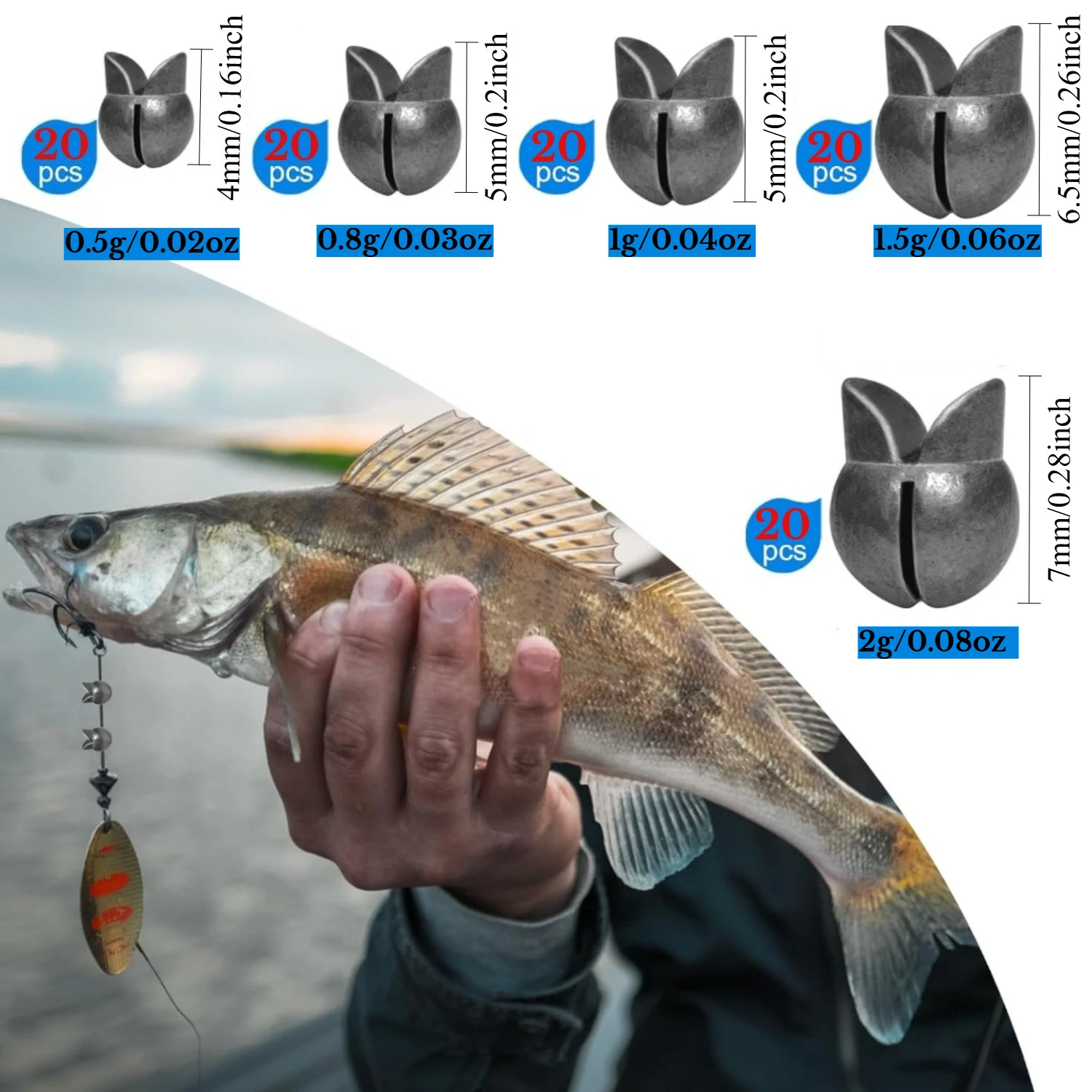 Plomos de Tiro Divididos Kit Pesca Agua Dulce – Varios Tamaños - imagen 5