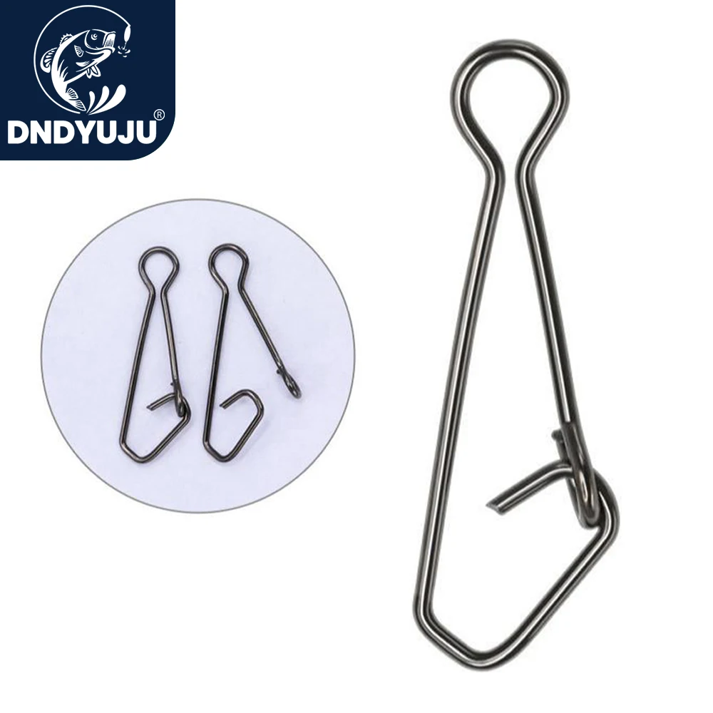 DNDYUJU-broche de pesca de 50 piezas, Conector de pesca de bloqueo rápido, señuelo de seguridad, Pin de pescado, herramienta de acero inoxidable, aparejos giratorios a presión