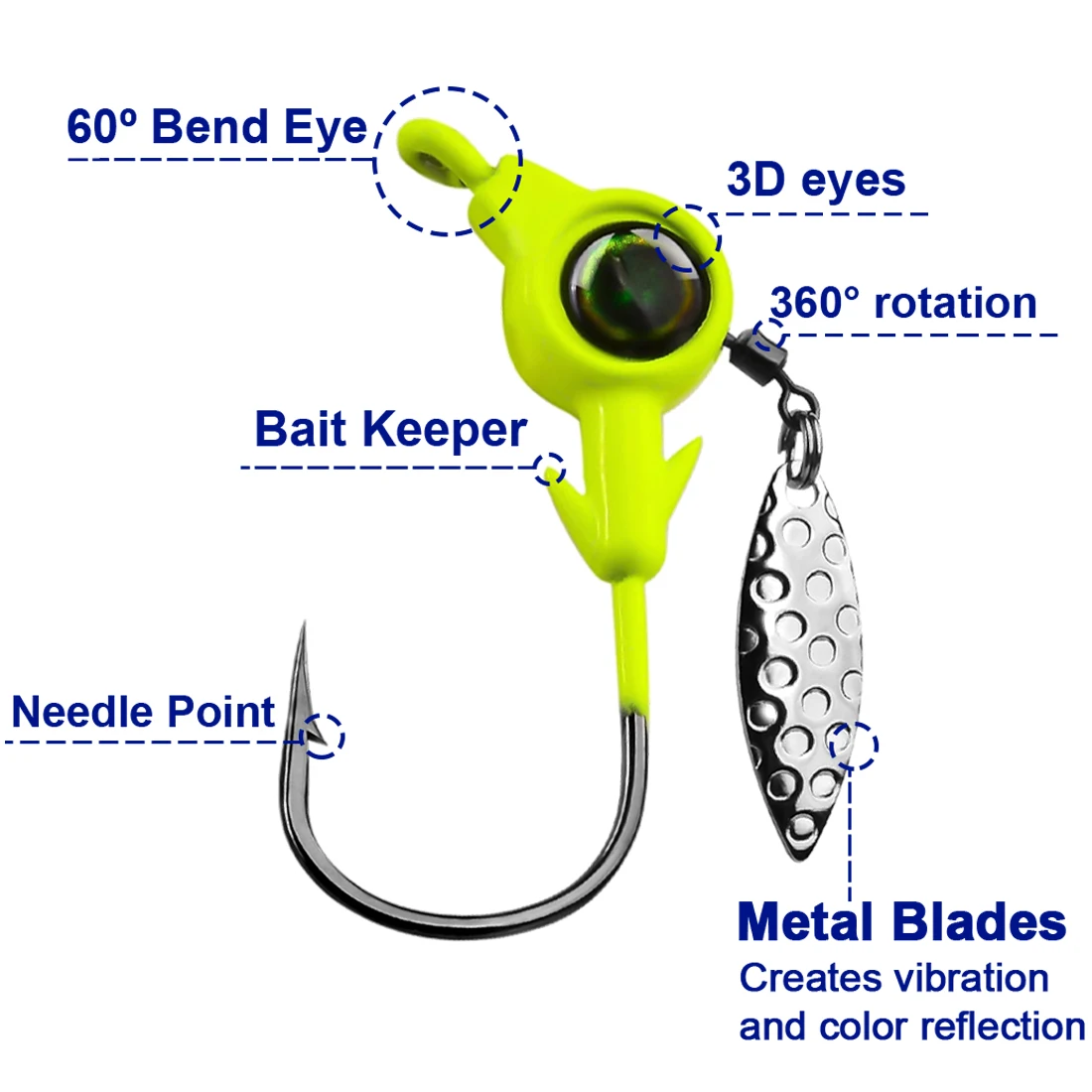 FishTrip-Juego de cabeza de plantilla de 5 piezas, gancho de lubina de agua salada, gancho de plástico suave para presentación de agua de profundidad media - imagen 2