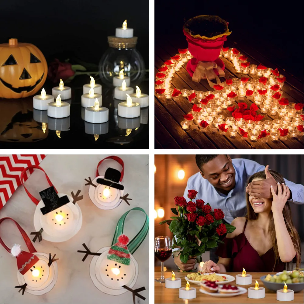 Vela LED sin llama con/sin control remoto, iluminación de parpadeante, luz té para decoración del hogar, Navidad y Halloween, 12/24 unidades