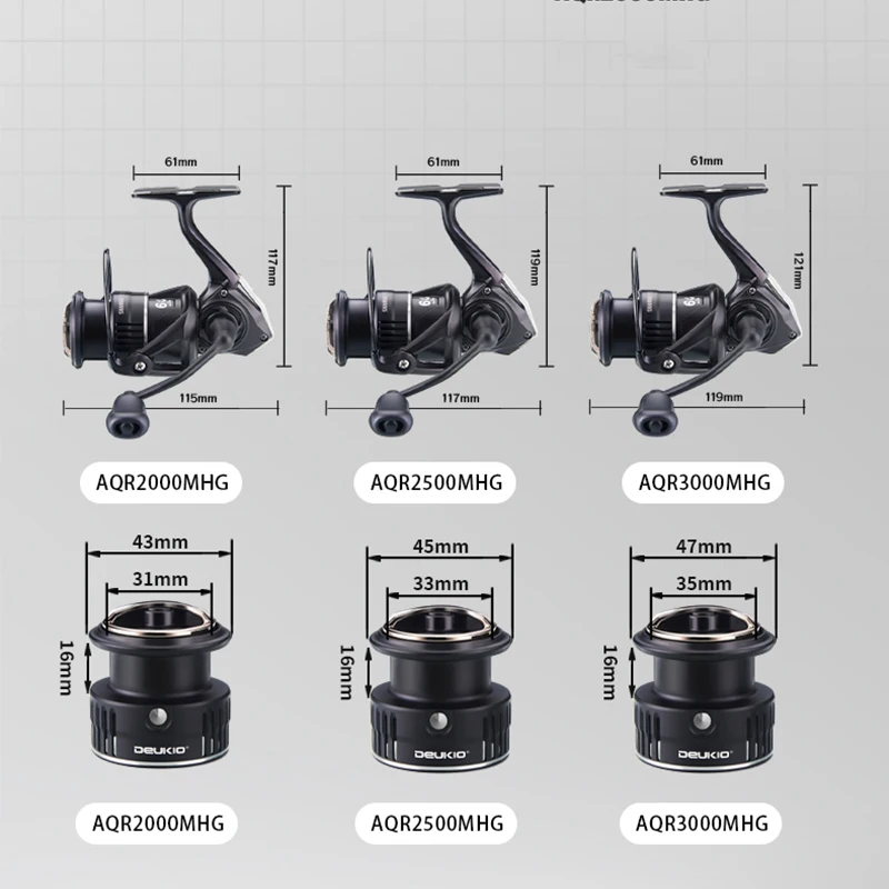 Carrete de pesca giratorio ligero DEUKIO negro con mango de tornillo 6 + 1BB 8kg potencia de arrastre cuerpo de fibra de carbono bobina de pesca antiagua de mar - imagen 4