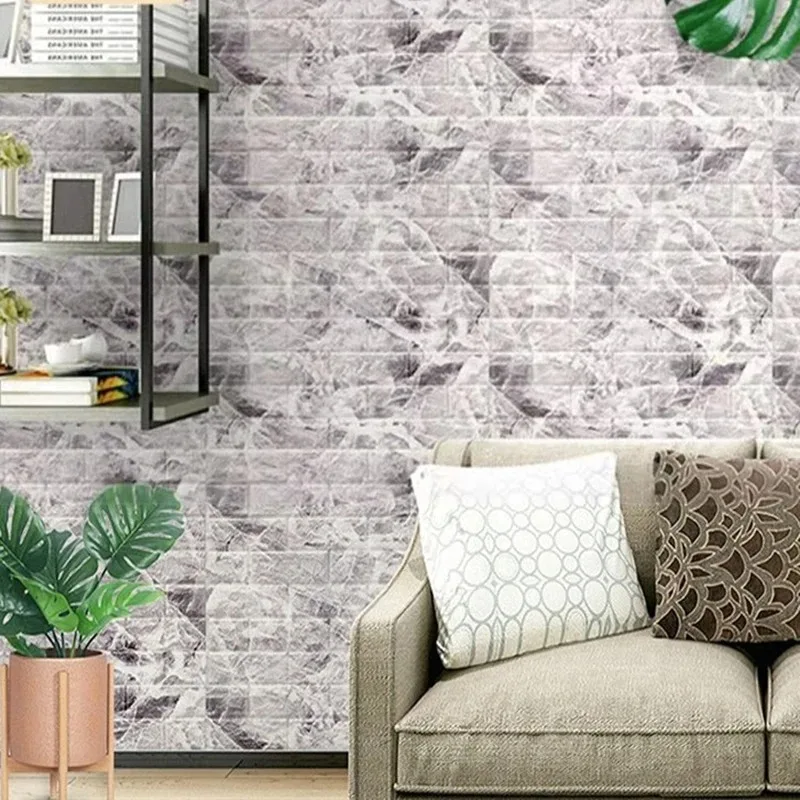 Papel tapiz de ladrillo de 77cm x 70cm, pelar y pegar para dormitorio, ladrillo de imitación, cocina, papeles tapiz autoadhesivos impermeables, pegatinas de decoración del hogar - imagen 3