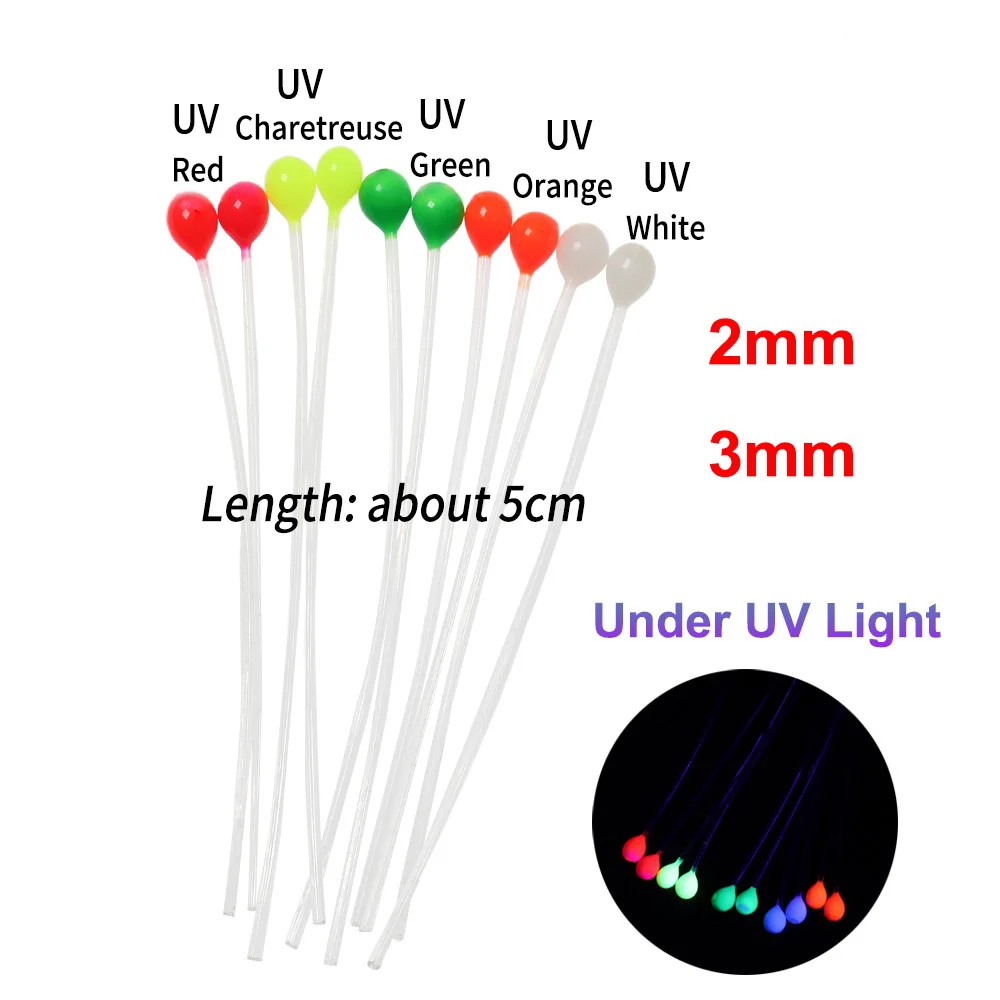 Bimoo 20 piezas-ojos fluorescentes para pesca, Material de atado para moscas de agua salada y Lucio, color naranja, verde, negro y rojo, 2mm y 3mm - imagen 3