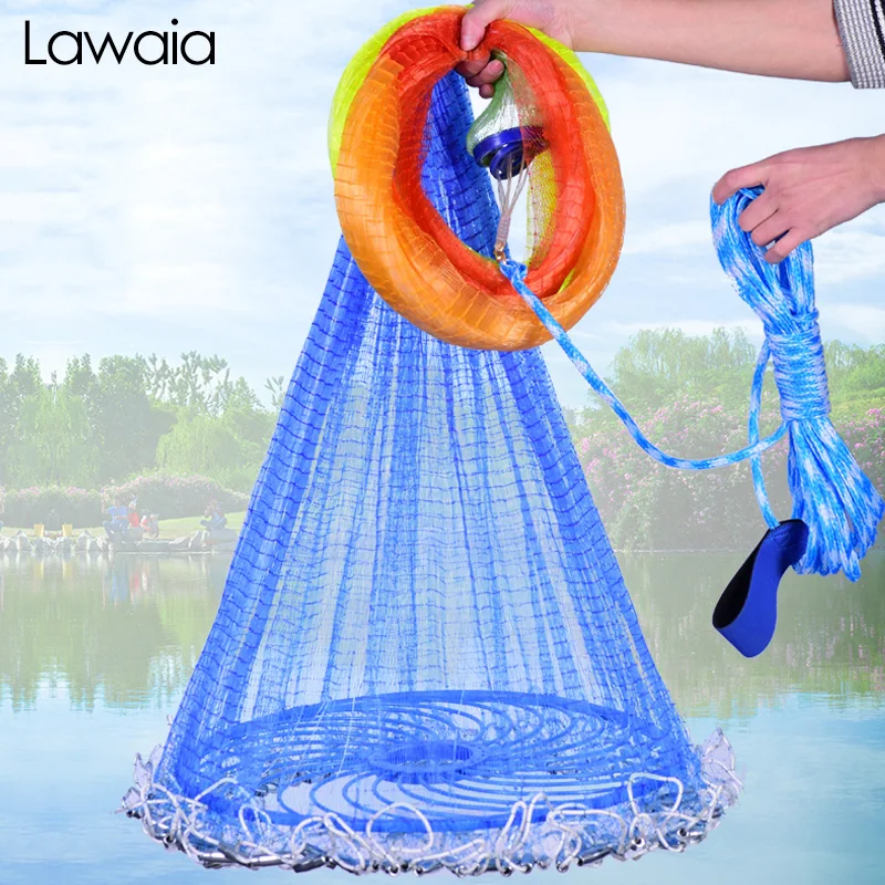 Lawaia Red de Pesca para Lanzar a Mano, Red de Aterrizaje, Red de Pesca, Malla Pequeña Fundida, Fácil de Lanzar, Moda de Pescado, Multicolor