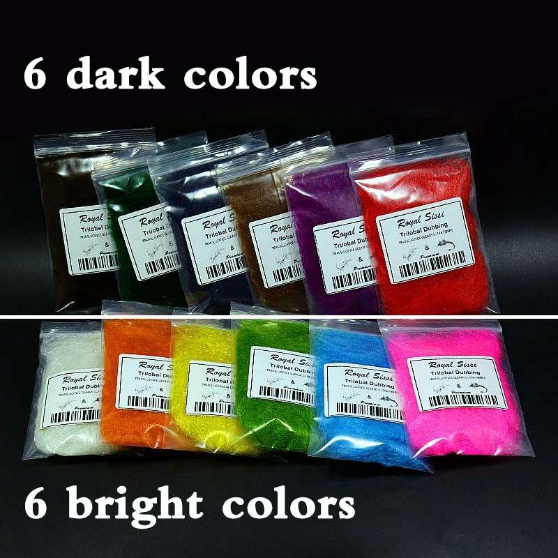 Royal Sissi-Juego de 6 colores de atado de moscas, trilobal, dobladillo, translucencia brillante, fibras de trilobal, bonefish, critter fly - imagen 2