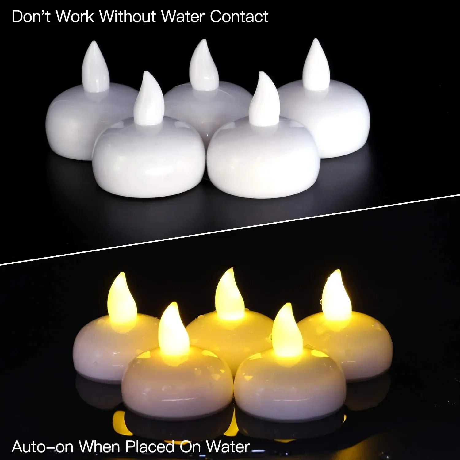 Velas flotantes LED sin llama parpadeantes, velas de té impermeables para bañera, piscina, jarrón, decoración navideña de San Valentín - imagen 3