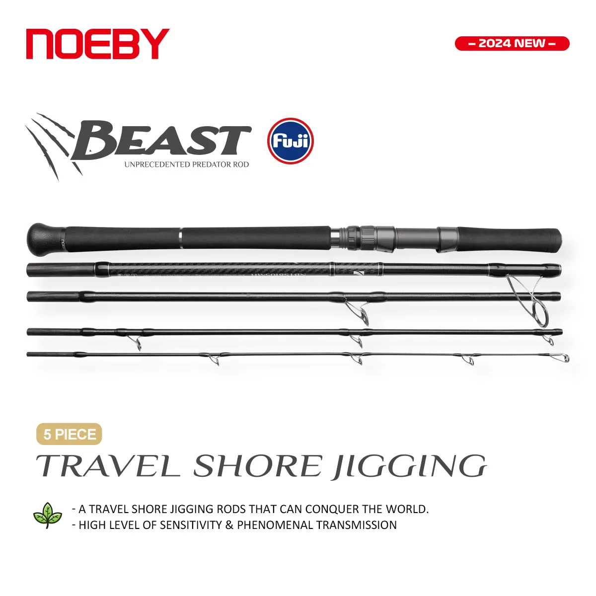 Noeby Beast Travel Shore – Caña jigging 2,9 m giratoria para mar