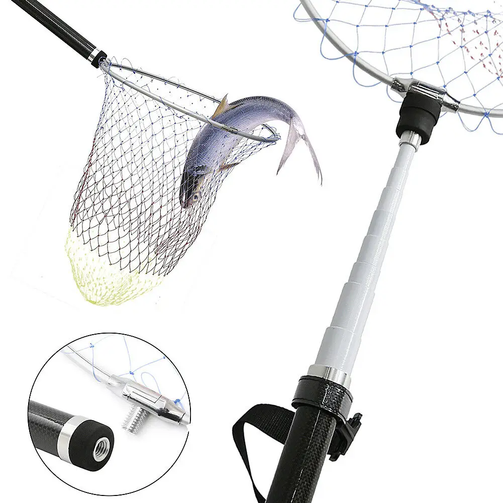 SANLIKE-red de pesca telescópica, accesorio portátil de carbono con mango largo, 9 secciones, 3m - imagen 3