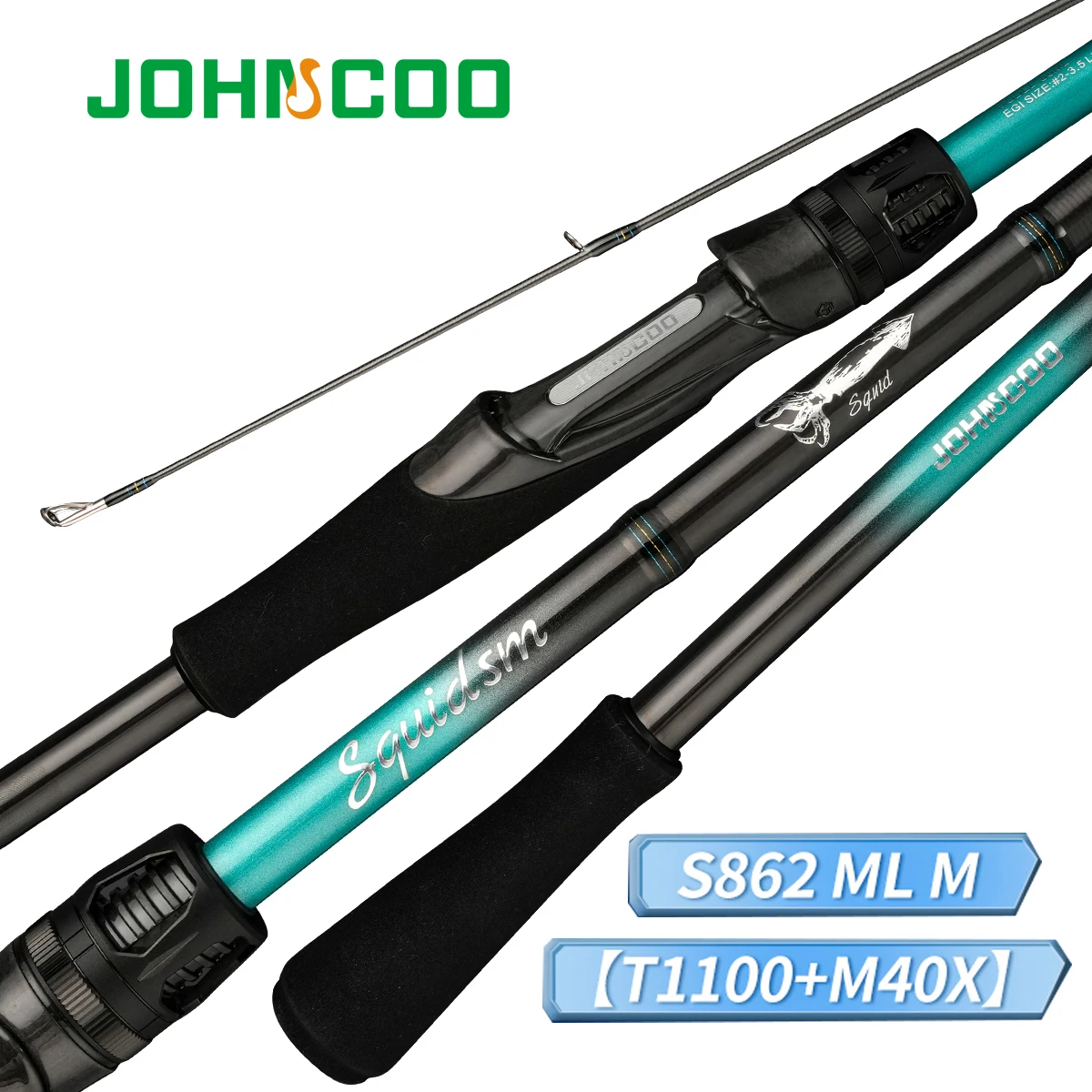 Caña de calamar Johncoo Egi – Guías titanio ultraligera