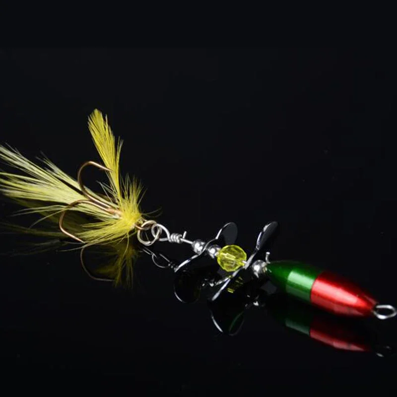 Cebo giratorio de fundición larga, 10g, 7cm, señuelo de pesca de Metal, hélice de doble cola, trucha, carpa, bagre, Señuelos de Pesca en hielo artificiales - imagen 5