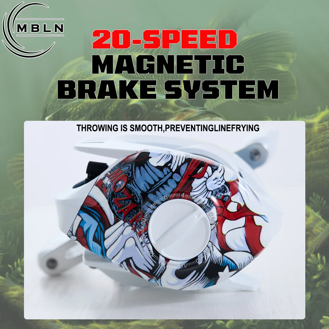 MBLN Carrete Baitcasting Graffiti Blanco - imagen 2