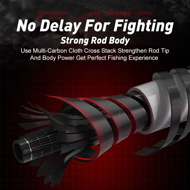 OBSESSION FATE-caña de pescar giratoria de carbono, 3 secciones, carrete de señuelo, peso de 8-30g, caña portátil, fácil de llevar, caña de viaje - imagen 3