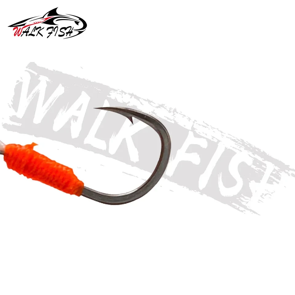 WALK FISH-señuelo de Pesca con anzuelo duro, plantillas fundidas para Pesca DIY, anzuelo de asistencia con púas, anzuelos individuales de acero rico en carbono, 10 Uds. - imagen 3