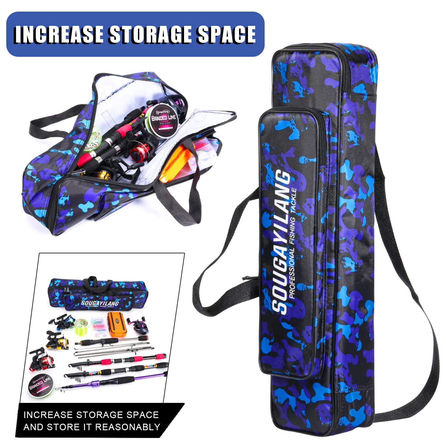 Sougayilang Funda profesional para caña de pescar – Oxford impermeable - imagen 4