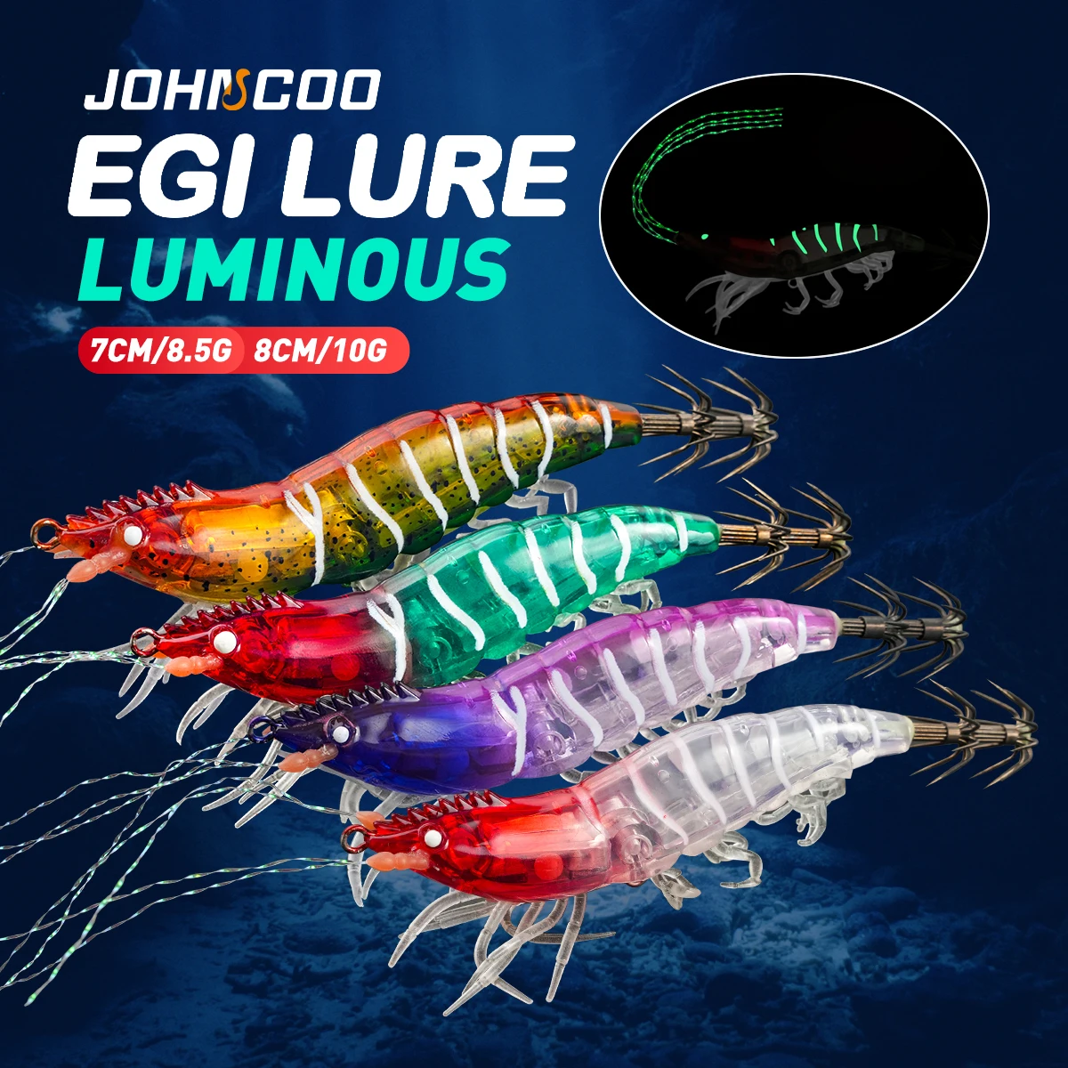 6 unids/lote Egi señuelo de pesca de sepia con pintura UV señuelo de calamar luminoso pesca horizontal egi señuelo de alta calidad