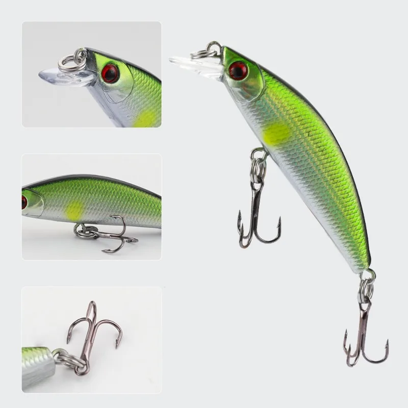 Señuelo de pesca Minnow, ojos 3D Crankbait Wobbler, cebo duro de plástico Artificial, aparejos de pesca, 55mm, 5,5G, 1 pieza - imagen 2