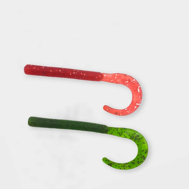 Señuelo de pesca Hoz cola gusano 88mm 2,6g rosca de tornillo colas individuales cebo suave simulación lombriz señuelos artificiales lote 12 piezas