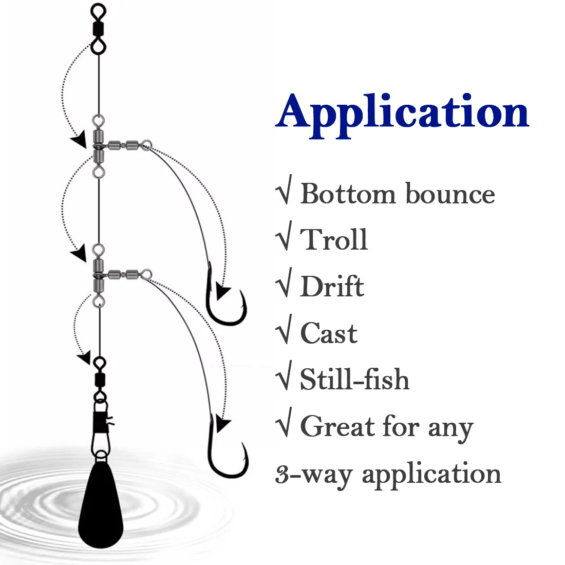 FishTrip 15-30 Uds. Giratorio de línea cruzada giratorio de 3 vías giratorio en T de alta resistencia para evitar giros y enredos - imagen 5