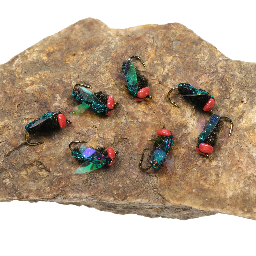 Wifreo-señuelo de pesca con mosca, Mosca de mosquitos, Mosca de casa, cebo realista para trucha, Bluegill, carpa, bagre, pluma de pavo real - imagen 4