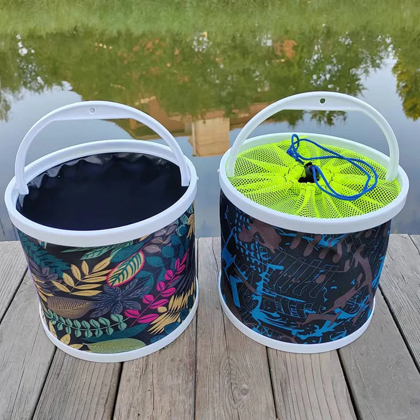 Cubo de pesca plegable para exteriores, Kit de pesca con cuerda, lavado de coches en vivo, baño, cocina, cebo de pesca - imagen 3