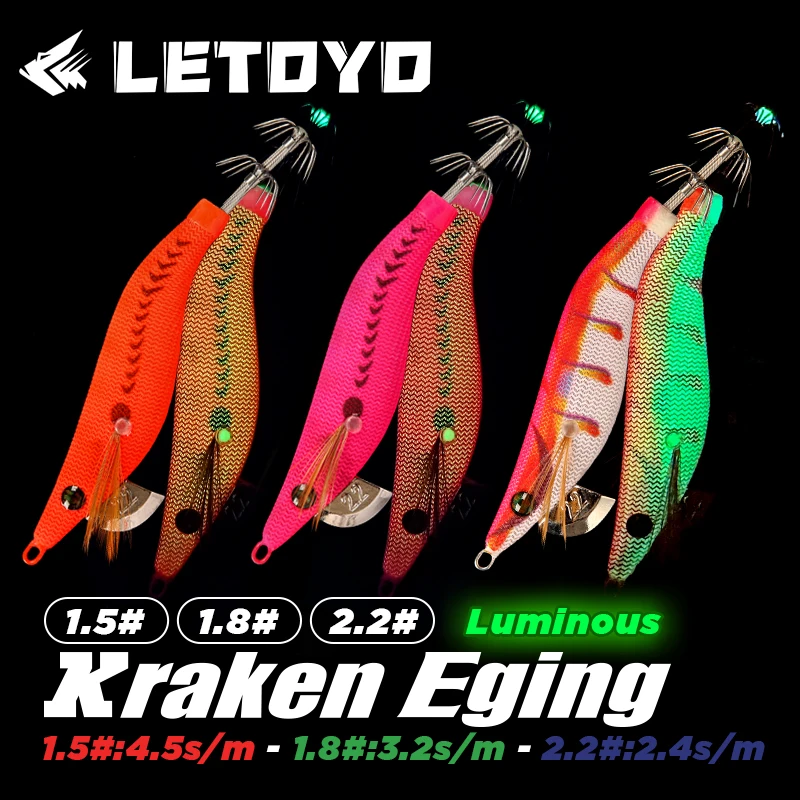 Señuelo Kraken Eging LETOY 3‑7 g – Calamar luminosa pulpo y sepia